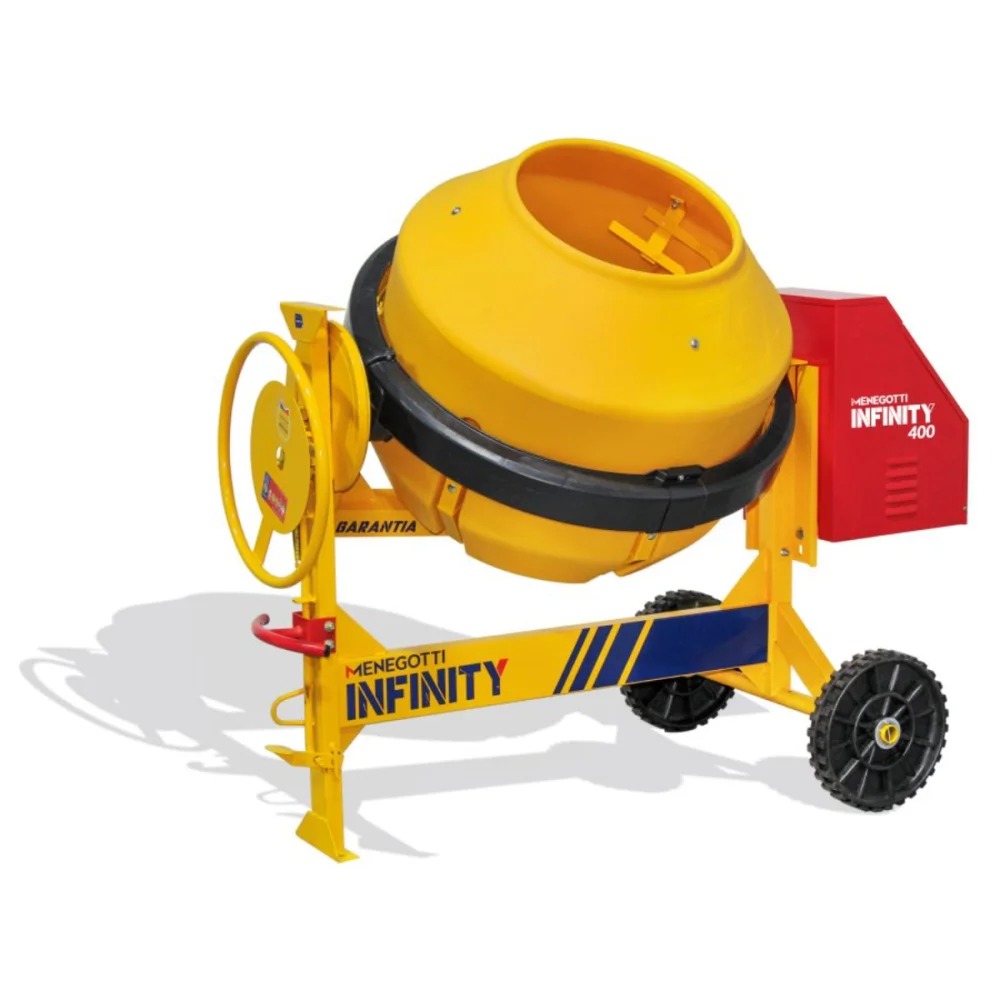 BETONEIRA 400L INFINITY COM MOTOR MONO 2 CV COM RODA MACIA E COM KIT DE SEGURANÇA - MENEGOTTI