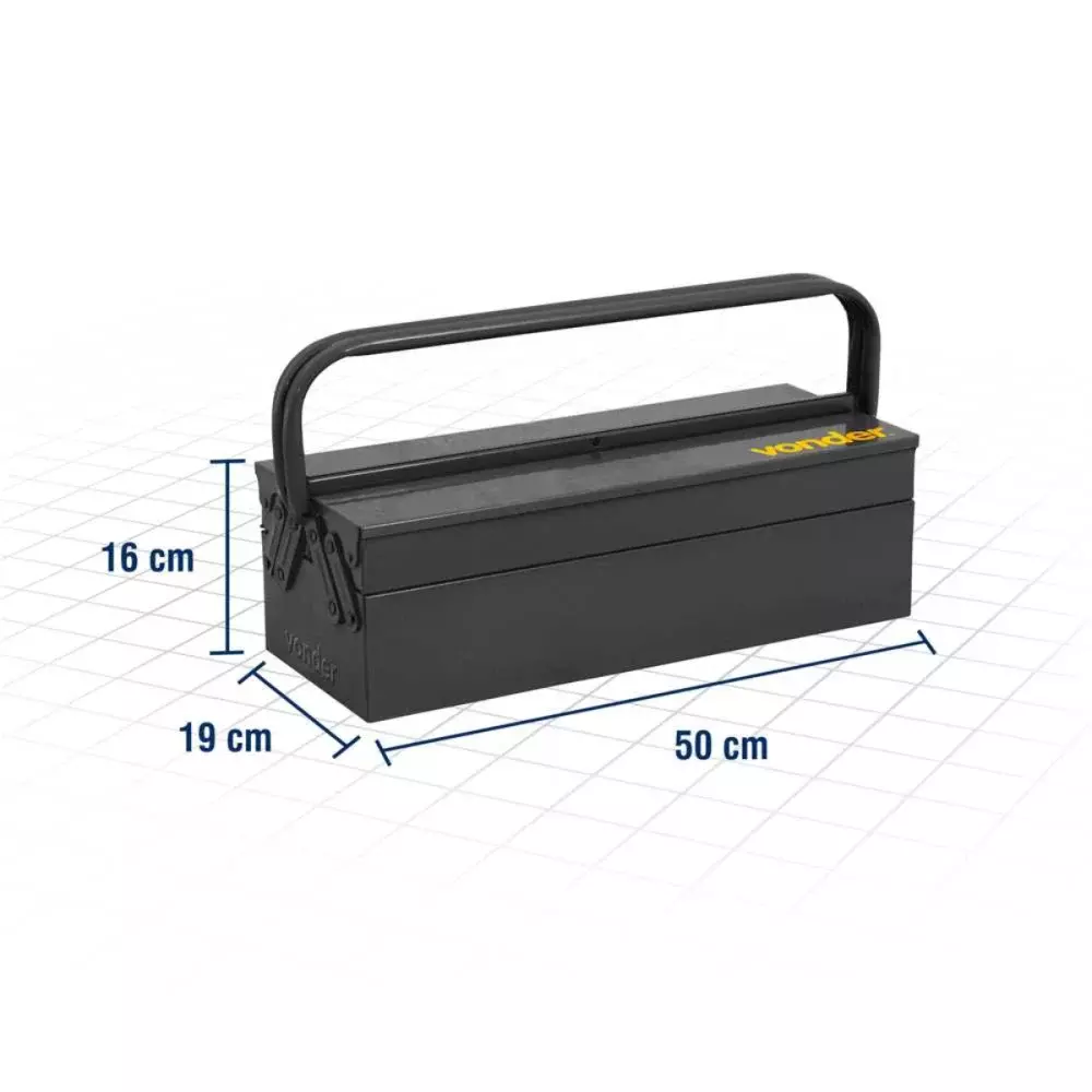 CAIXA METÁLICA SANFONADA P/ FERRAMENTAS, COM 3 GAVETAS, 50 CM X 19 CM X 16 CM - VONDER