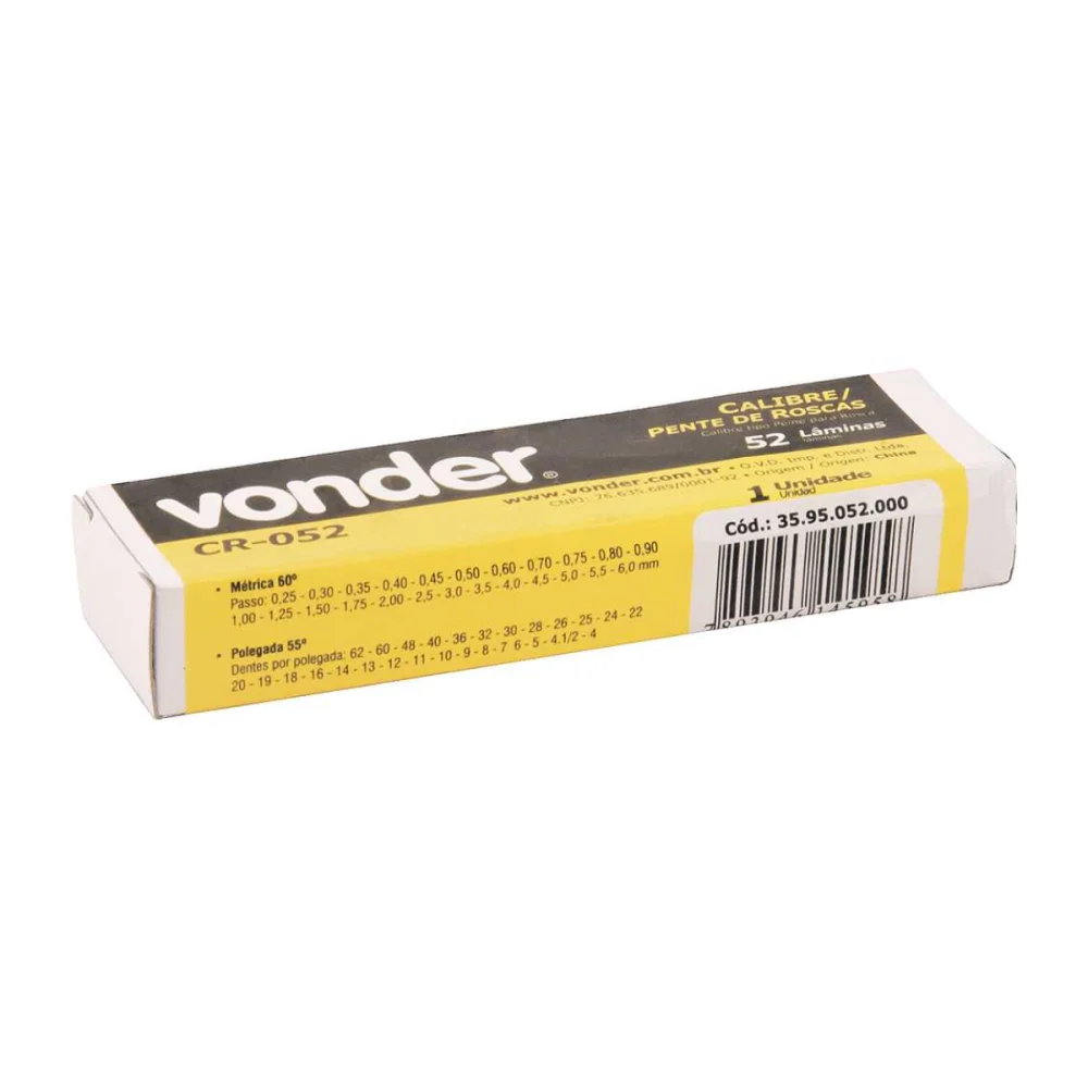 CÁLIBRE / PENTE DE ROSCA COM 52 LÂMINAS CR 052 - VONDER