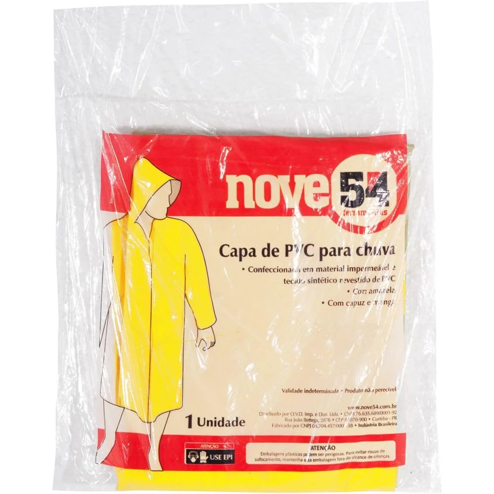 CAPA PARA CHUVA DE PVC LAMINADO SEM FORRO XG AMARELA - NOVE54