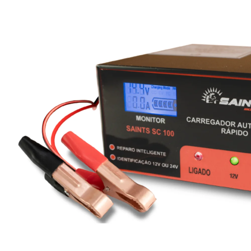 CARREGADOR DE BATERIA 12V E 24V BIVOLT 10A SC-100 - SAINTS