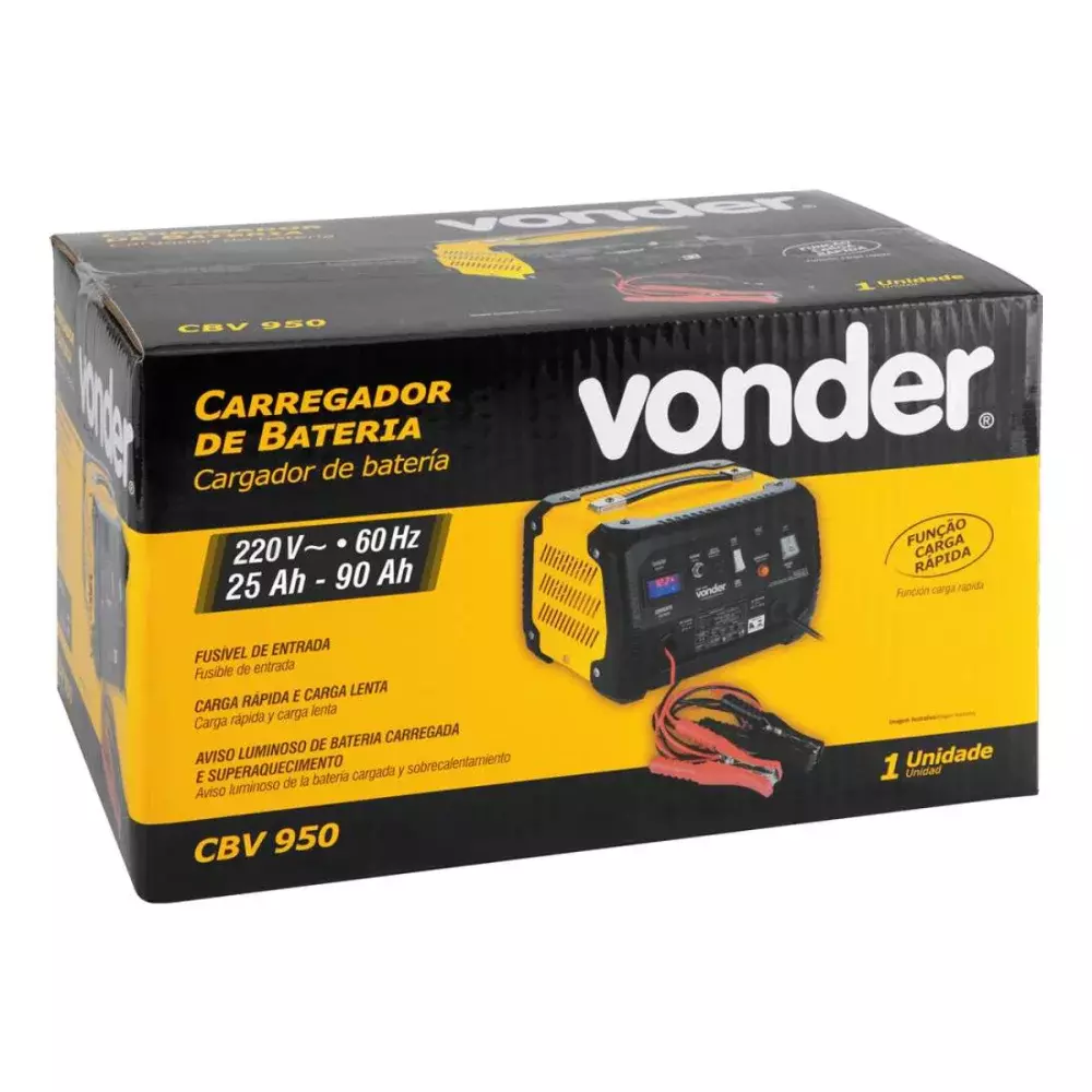 CARREGADOR DE BATERIA 25 - 90 AH 220 V CBV 950 - VONDER