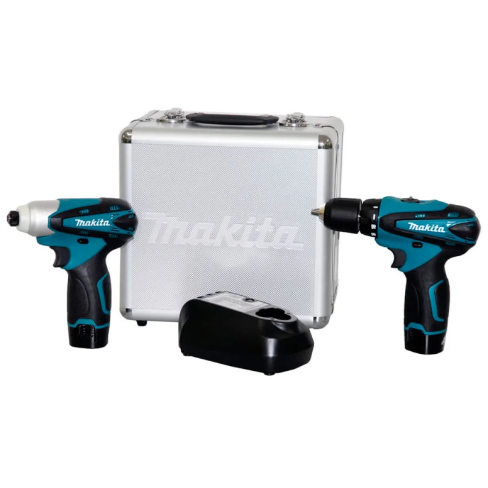 COMBO DE PARAFUSADEIRA DE IMPACTO E FURADEIRA/PARAFUSADEIRA 12V COM MALETA BIVOLT LCT204 - MAKITA