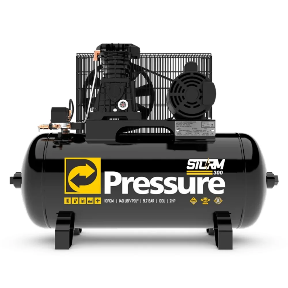 COMPRESSOR DE AR 10 PÉS 100 LITROS MONOFÁSICO STORM - PRESSURE