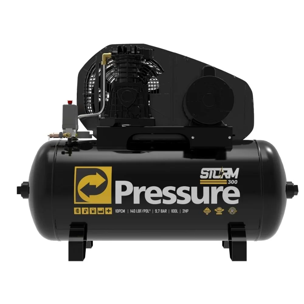 COMPRESSOR DE AR 10 PÉS 100 LITROS MONOFÁSICO STORM - PRESSURE