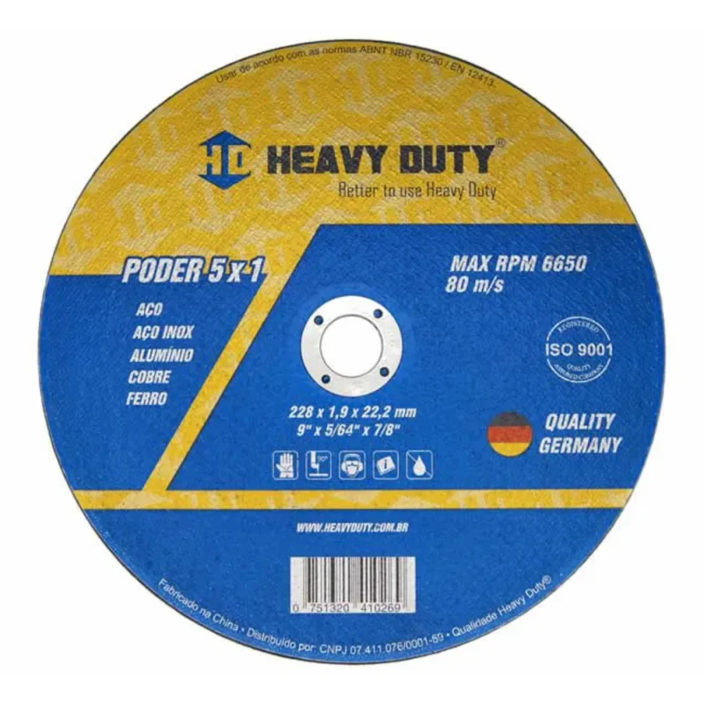 DISCO DE CORTE (5X1) 9" X 1.9 MM X 7/8" - HEAVY DUTY