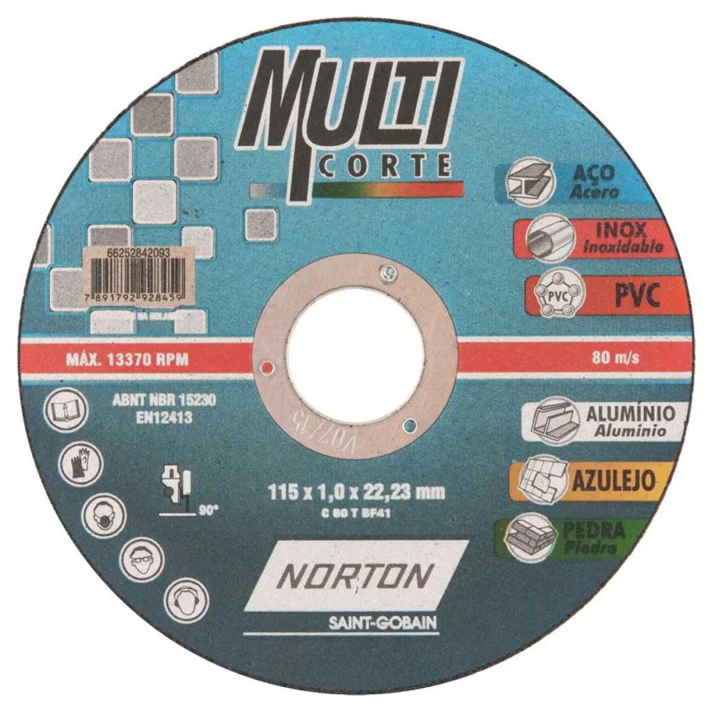 DISCO DE CORTE BNA (1.0) 4.1/2" X 3/64" X 7/8" MULTICORTE - NORTON