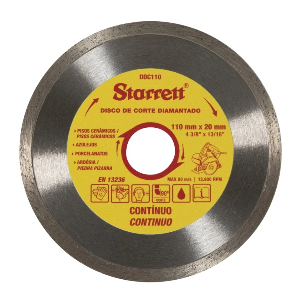 DISCO DE CORTE DIAMANTADO CONTÍNUO 110 X 20 MM DDC110-S - STARRETT