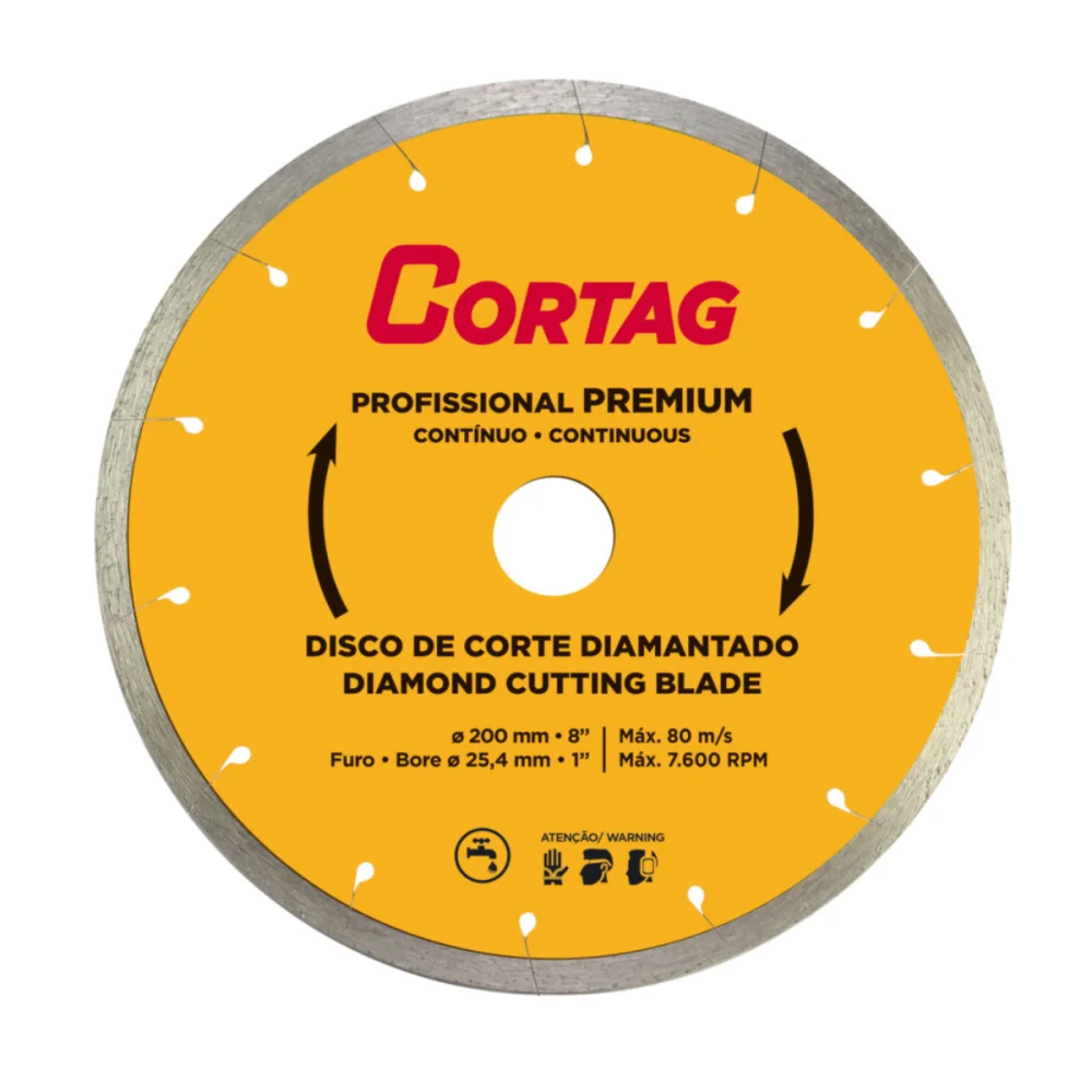 DISCO DE CORTE DIAMANTADO CONTÍNUO, 200 X 25.4 MM, PROFISSIONAL PREMIUM - CORTAG