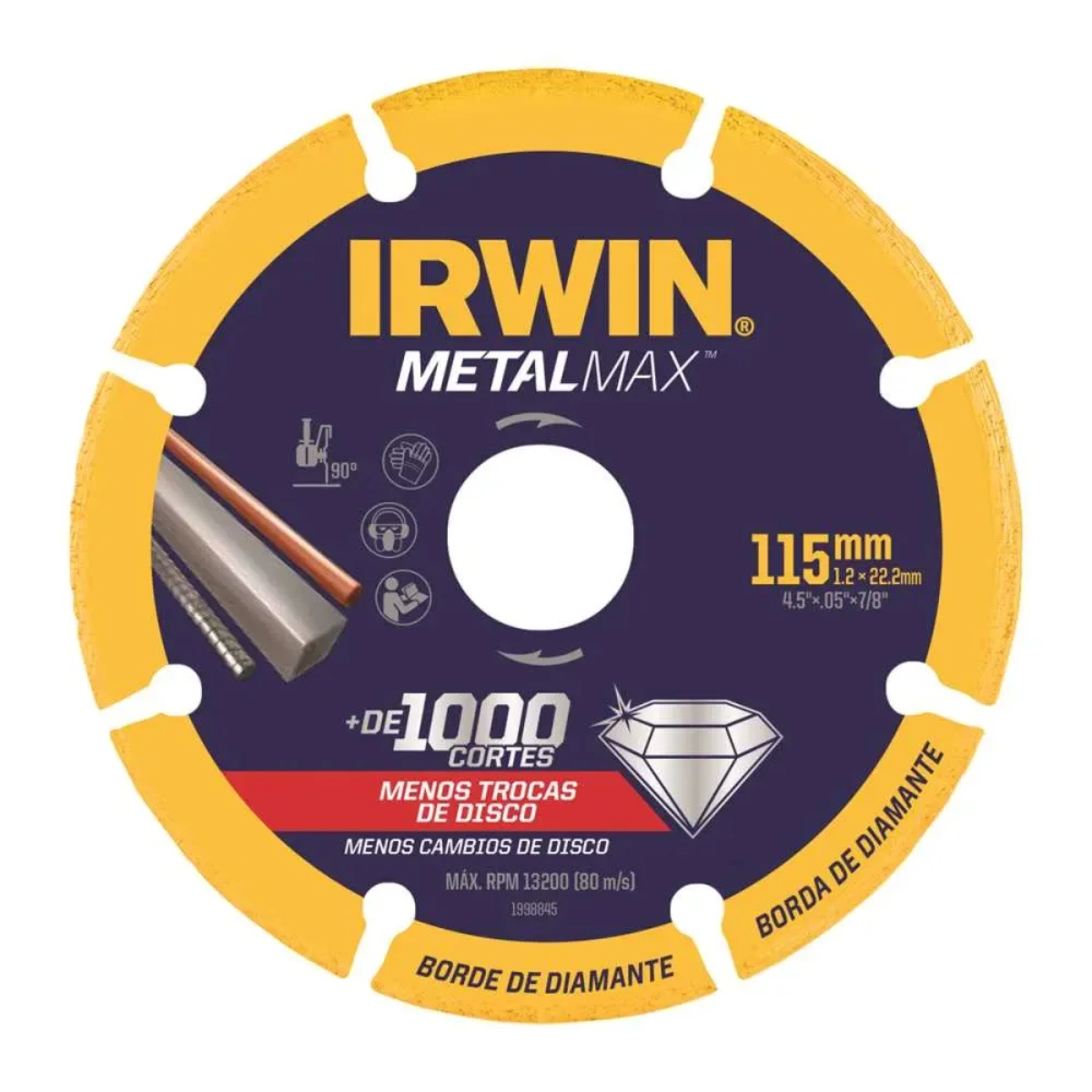 DISCO DE CORTE DIAMANTADO METALMAX 4.1/2" X 7/8" - IRWIN