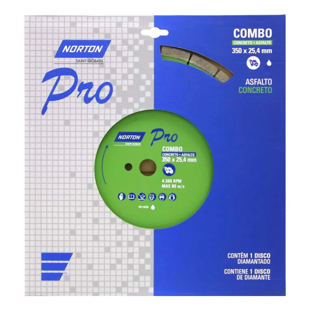 DISCO DE CORTE DIAMANTADO PRO 350 X 25.4 MM - NORTON