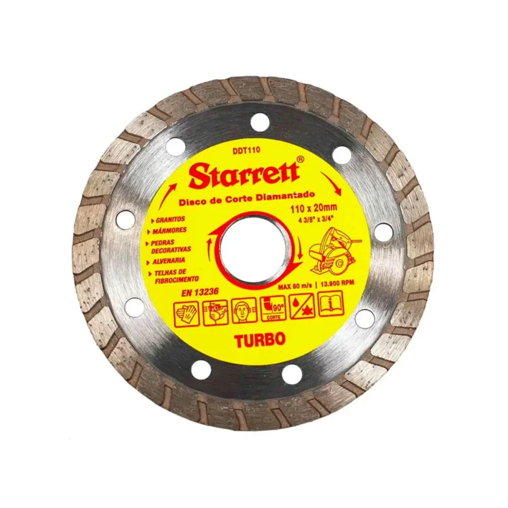 DISCO DE CORTE DIAMANTADO TURBO 110 X 20 MM DDT110-S - STARRETT
