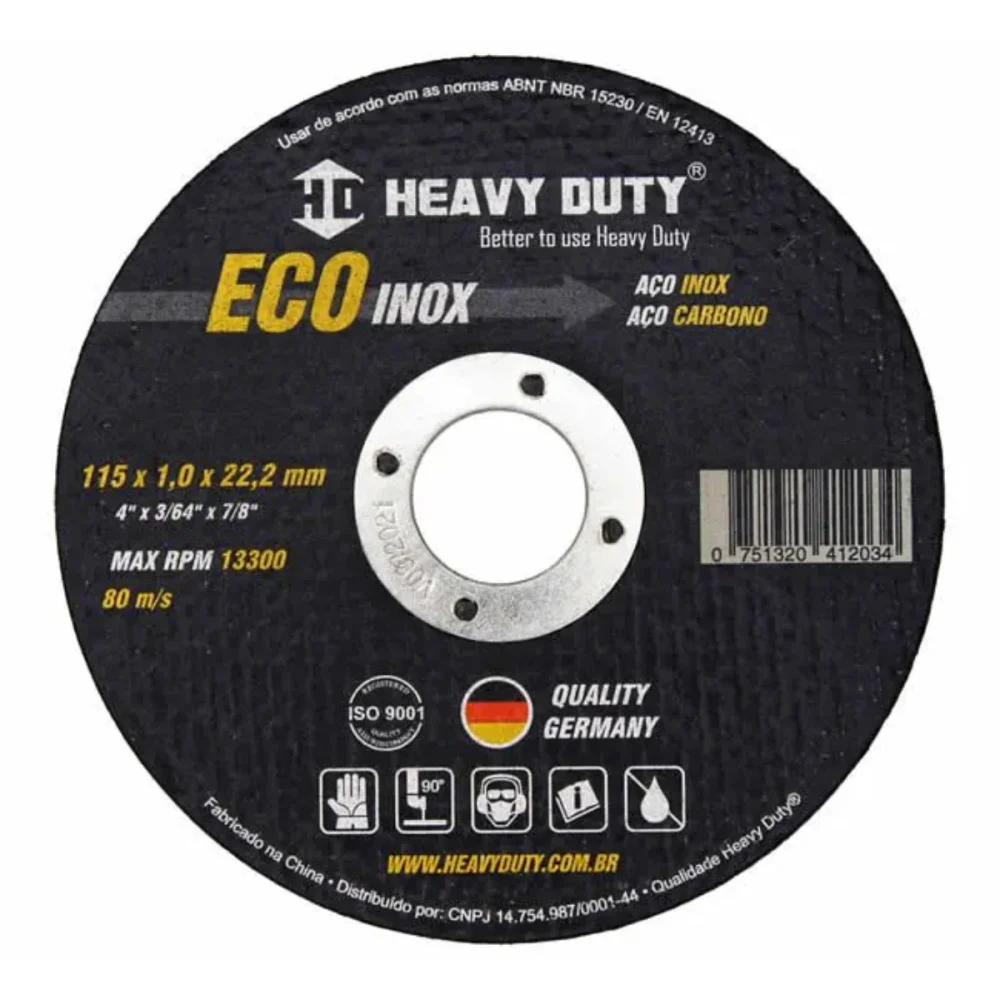 DISCO DE CORTE ECCOINOX 4.1/2" X 1.0 MM X 7/8" - HEAVY DUTY