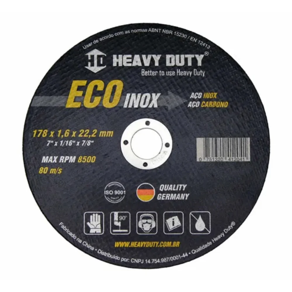 DISCO DE CORTE ECCOINOX 7" X 1.6 MM X 7/8" - HEAVY DUTY