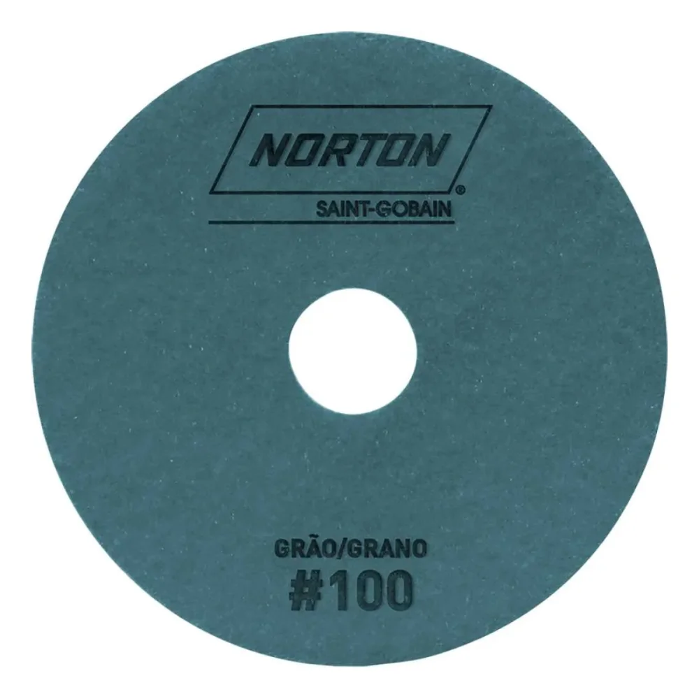 DISCO DE LIXA DIAMANTADO FLEXIVEL, COM COSTADO EM PLUMA, 100 MM, GRAO 100, BRILHO D'AGUA, AZUL - NORTON
