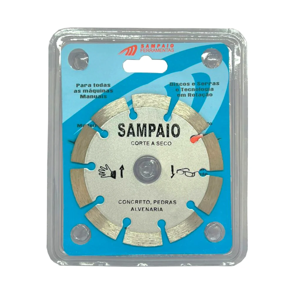 DISCO DIAMANTADO SEGMENTADO 110 X 20 MM CORTE A SECO, CINZA - SAMPAIO