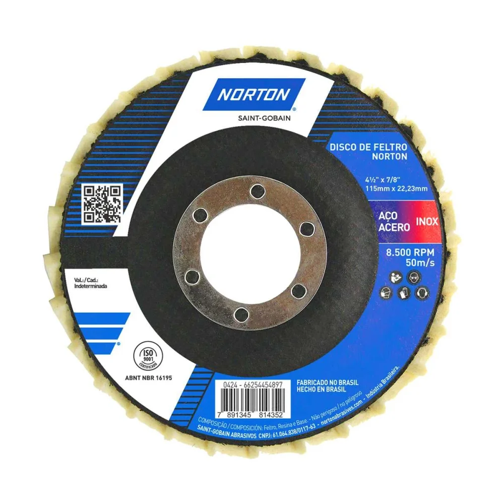 DISCO FLAP DE FELTRO 4.1/2" (115 X 22,23 MM) - NORTON