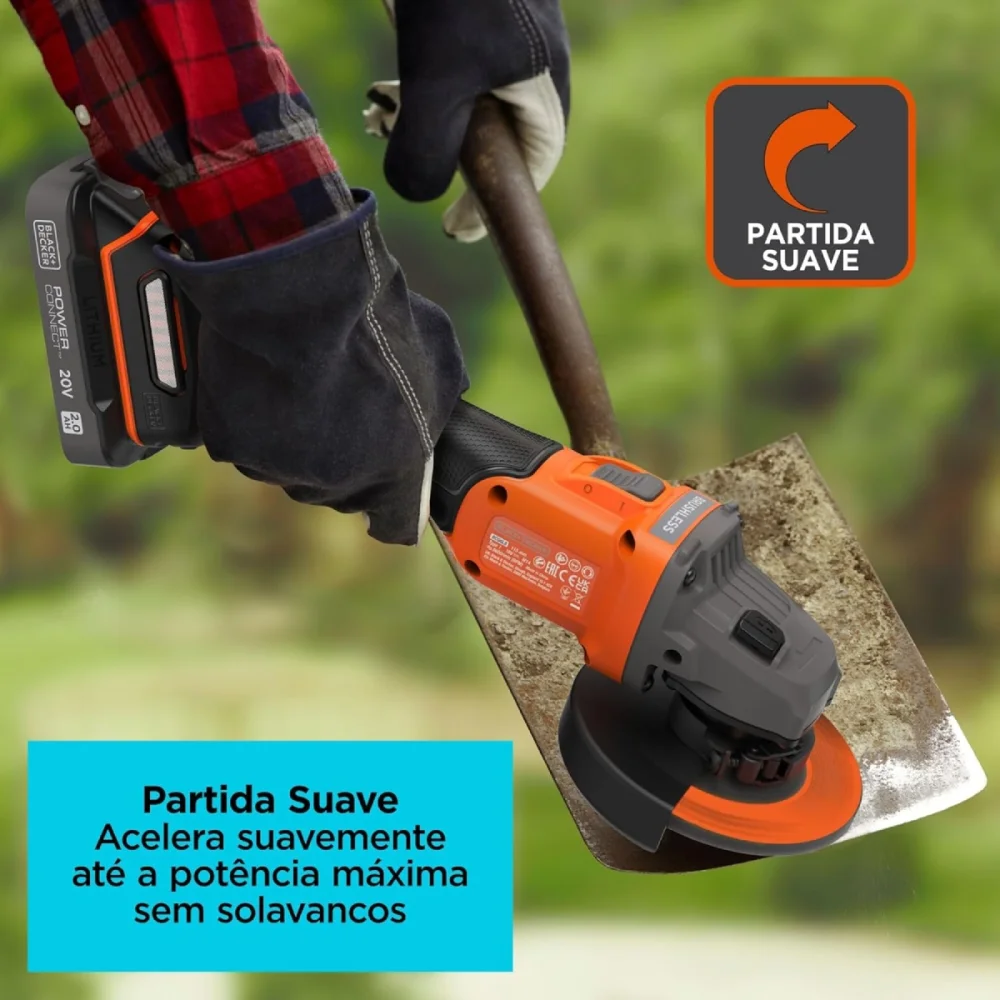 ESMERILHADEIRA ANGULAR  4.1/2" (115 MM) 20V BRUSHLESS BCG6L8B-B2 - BLACK&DECKER