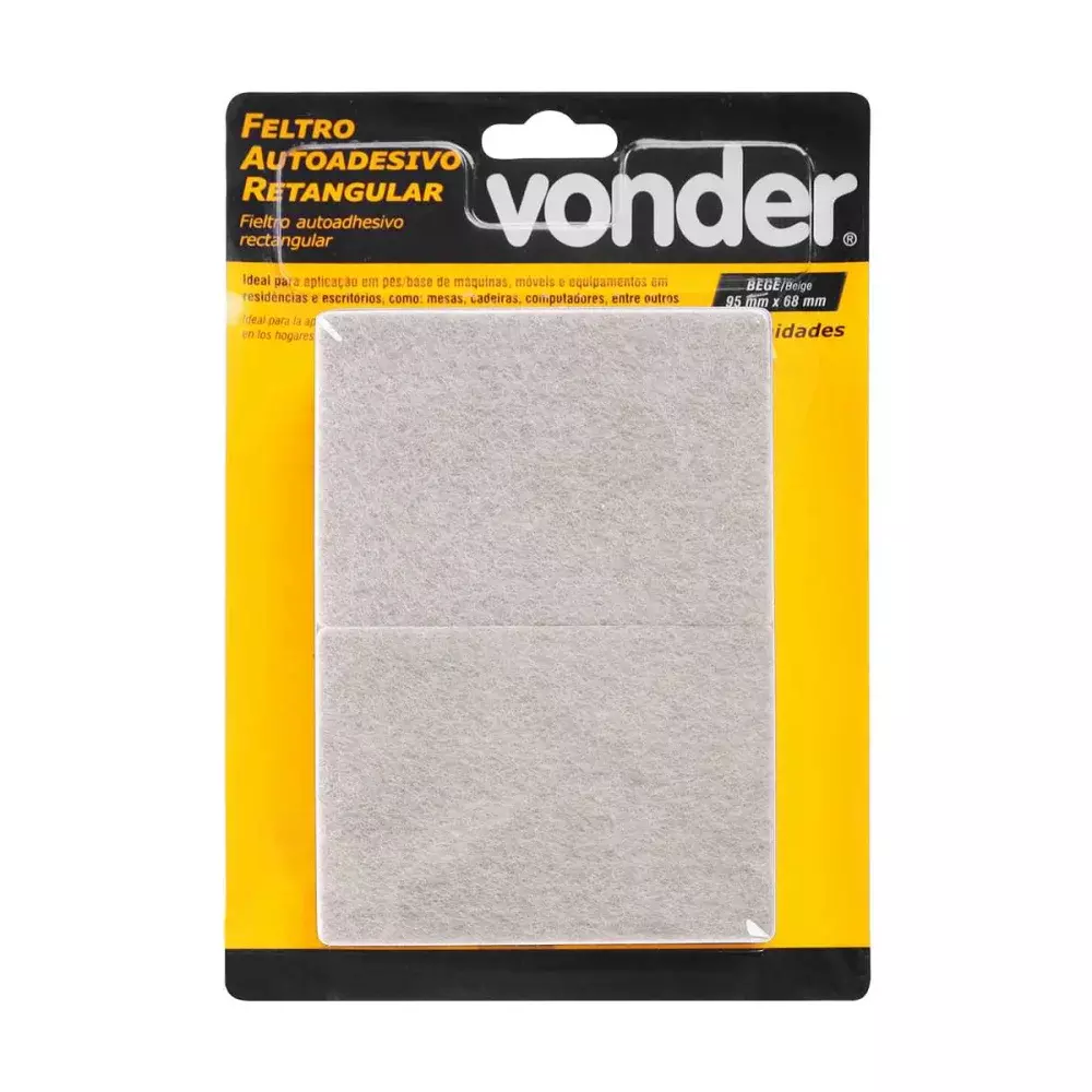 FELTRO AUTOADESIVO BEGE, RETANGULAR, 95 MM X 68 MM, C/ 10 UN - VONDER