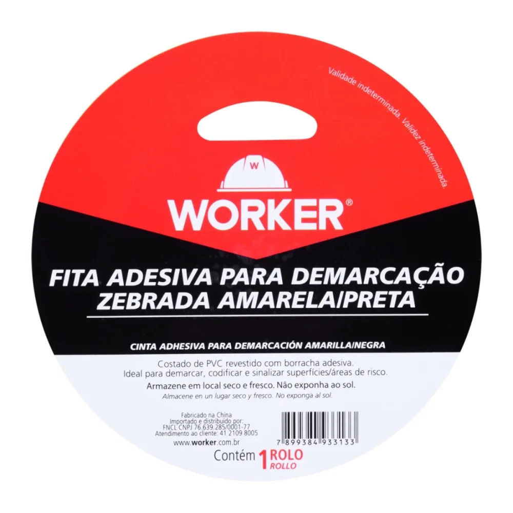 FITA ADESIVA PARA DEMARCACAO 48 MM X 30 M ZEBRADA - WORKER