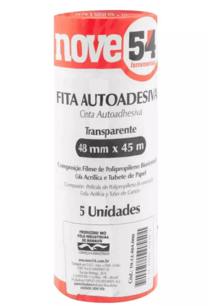 FITA AUTO ADESIVA 48MMX45M TRANSPARENTE - NOVE54