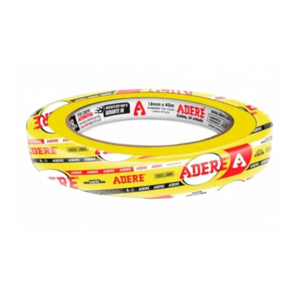 FITA CREPE PINTURA AUTOMOTIVA 18 MM X 40 M AMARELA - ADERE