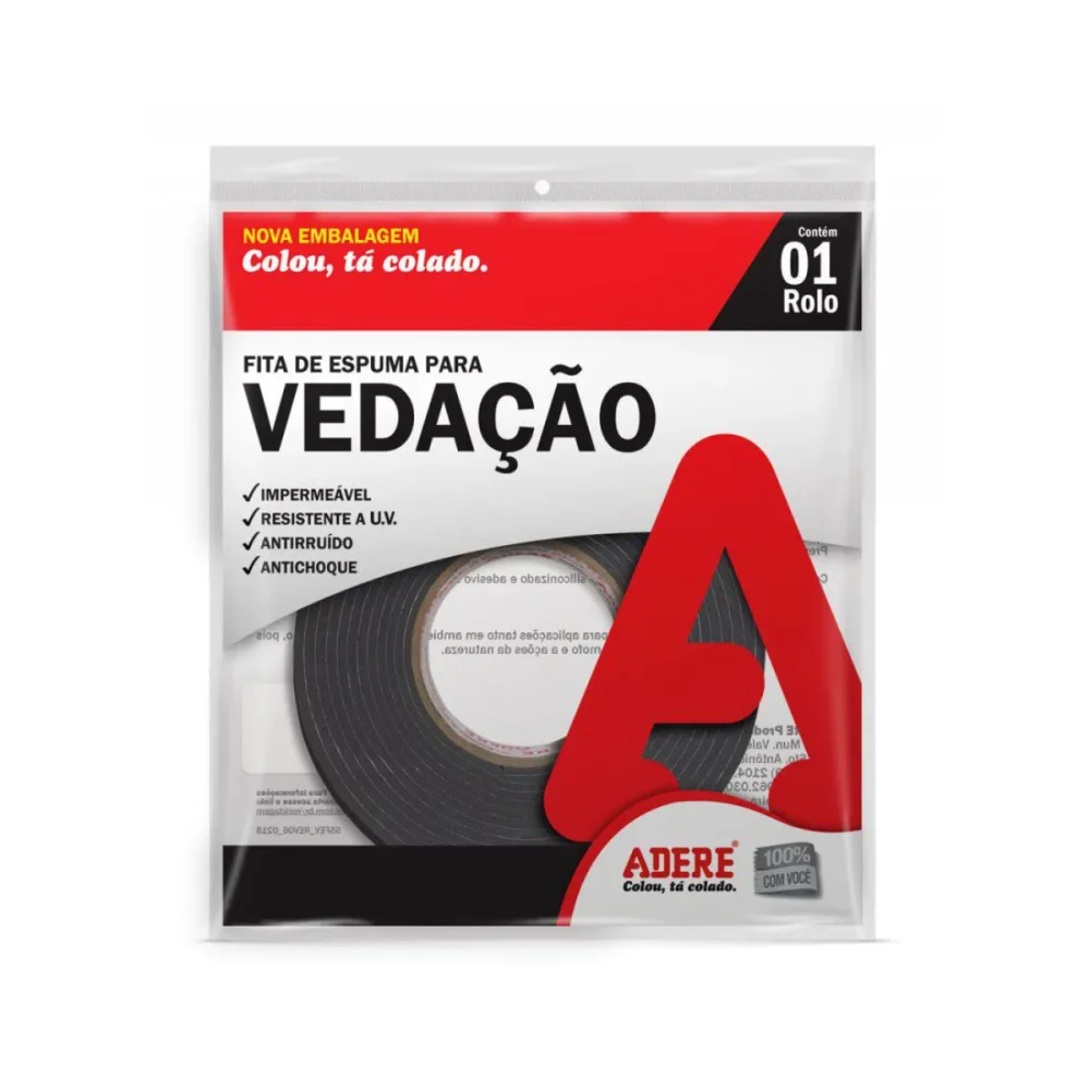 FITA DE ESPUMA PARA VEDACAO 12 MM X 5 M CINZA - ADERE