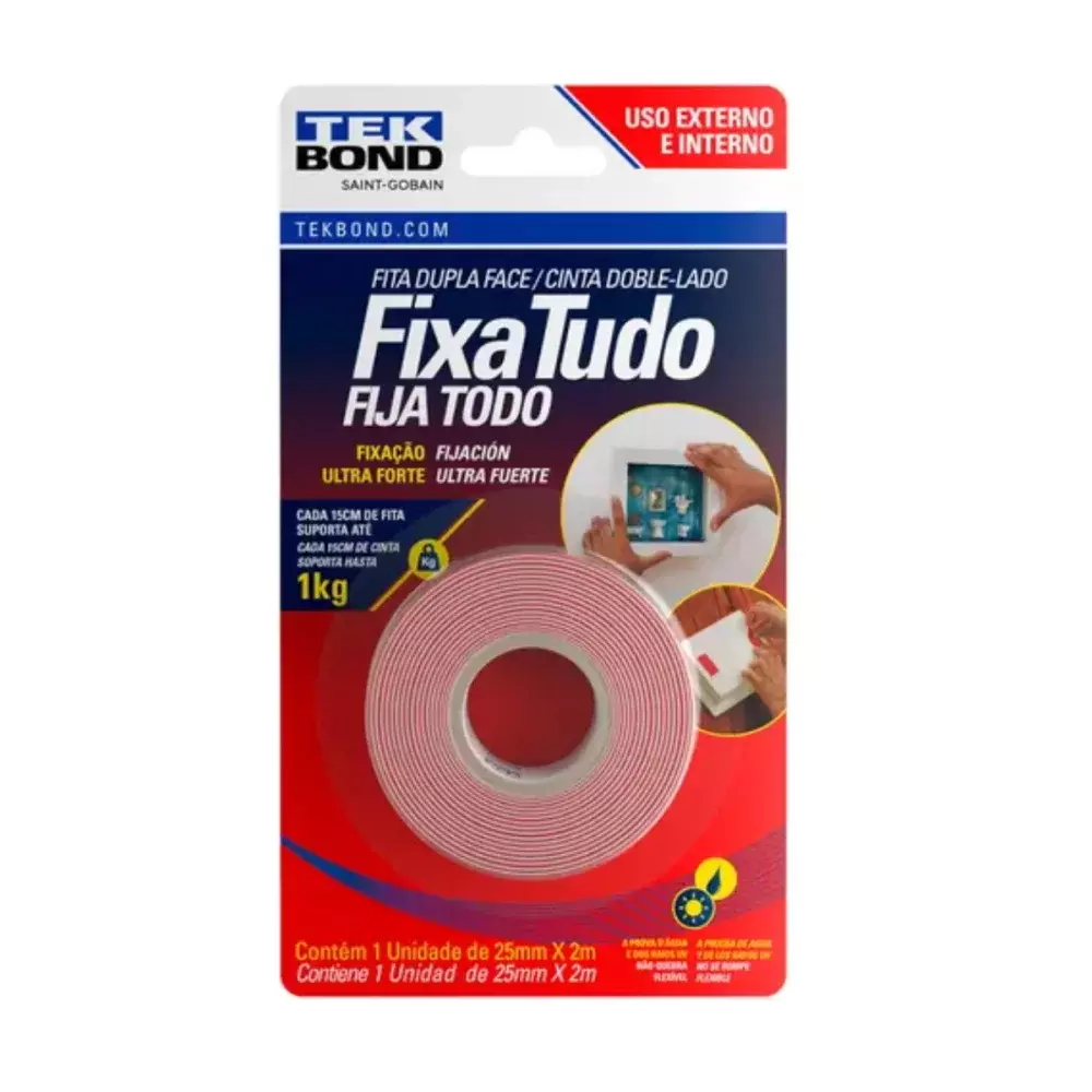 FITA DUPLA FACE 25 MM X 2 M EXTERNA - TEKBOND