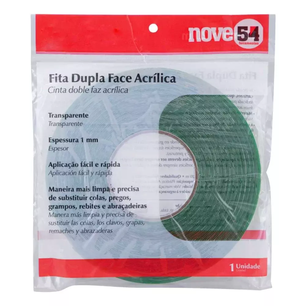 FITA DUPLA FACE ACRÍLICA 19 MM X 20 M - NOVE54