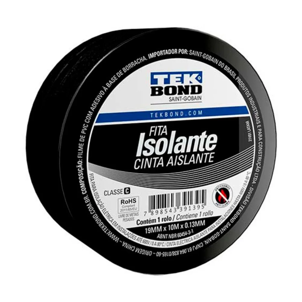 FITA ISOLANTE 19 MM X 10 M X 0.13 MM USO GERAL - TEK BOND