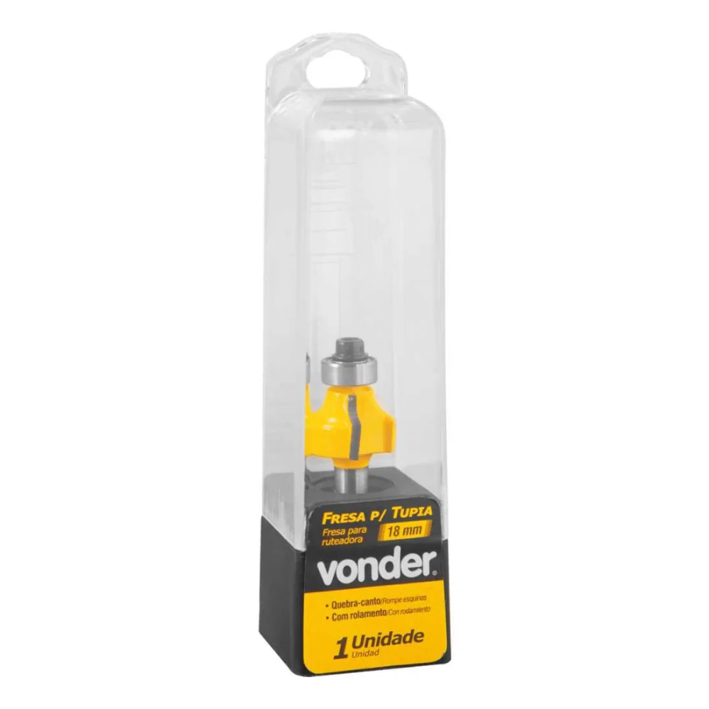 FRESA COM DENTES DE METAL DURO, QUEBRA CANTO COM ROLAMENTO, 18 MM - VONDER