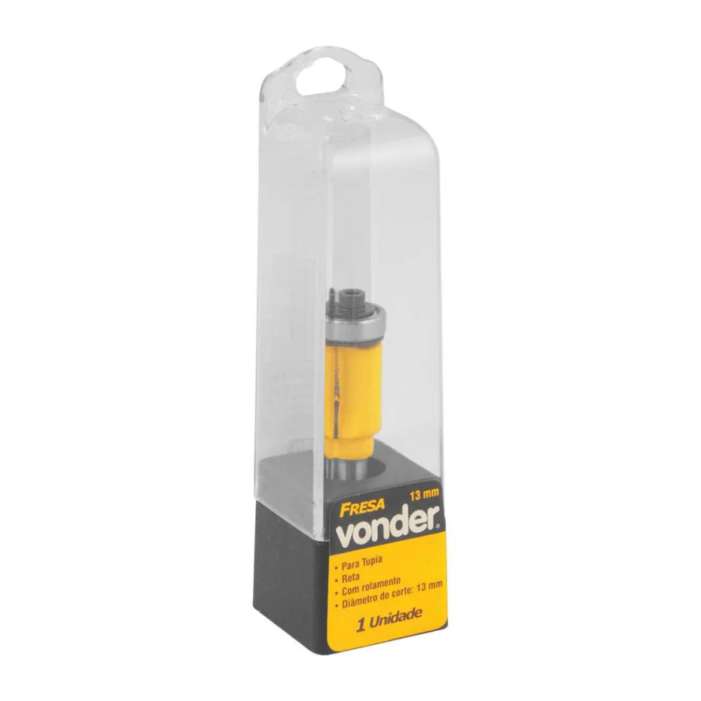 FRESA COM DENTES DE METAL DURO, RETA, PARA ACABAMENTO COM ROLAMENTO, 13 MM - VONDER