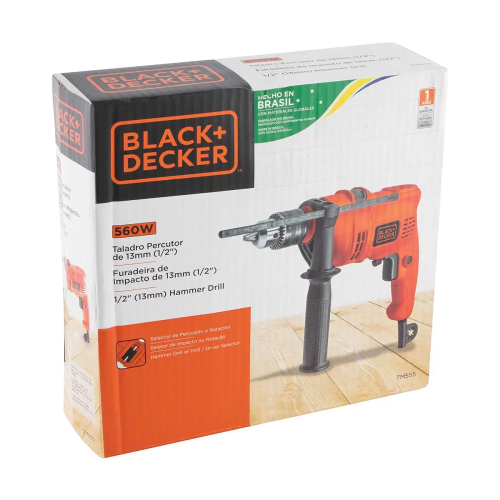 FURADEIRA DE IMPACTO 1/2" 560 WATTS 127V REVERSIVEL TM555B9 - BLACK&DECKER