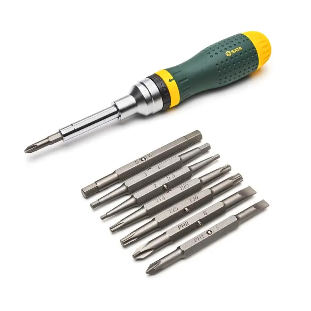 JOGO CHAVE RETA COM CATRACA 19 EM 1 COM 8 BITS DUPLOS ST09350 - SATA