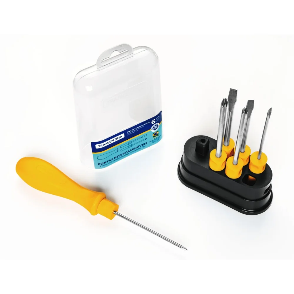 JOGO DE CHAVES DE FENDA COM PONTAS INTERCAMBIÁVEIS C/ 6 PÇS - TRAMONTINA