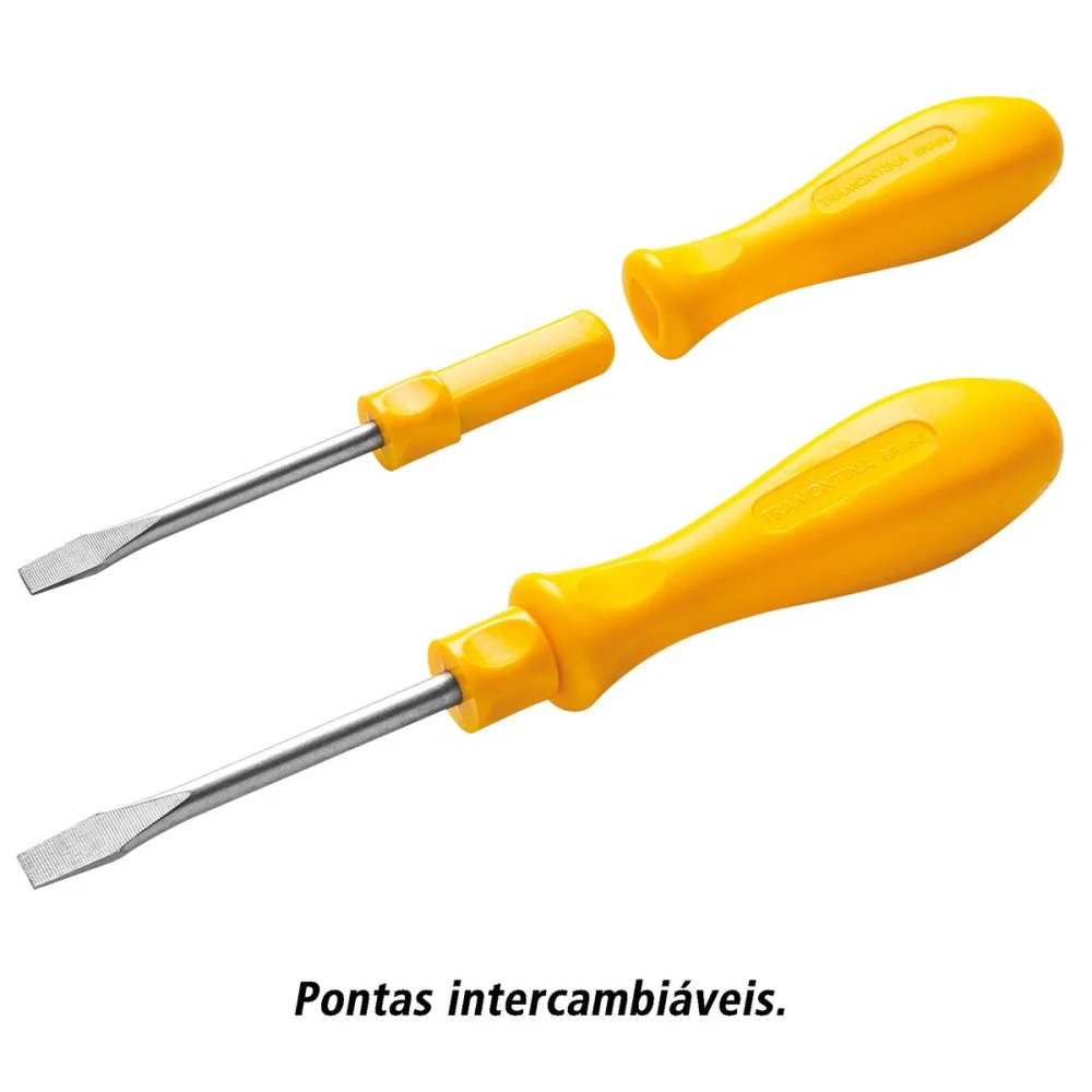 JOGO DE CHAVES DE FENDA COM PONTAS INTERCAMBIÁVEIS C/ 6 PÇS - TRAMONTINA