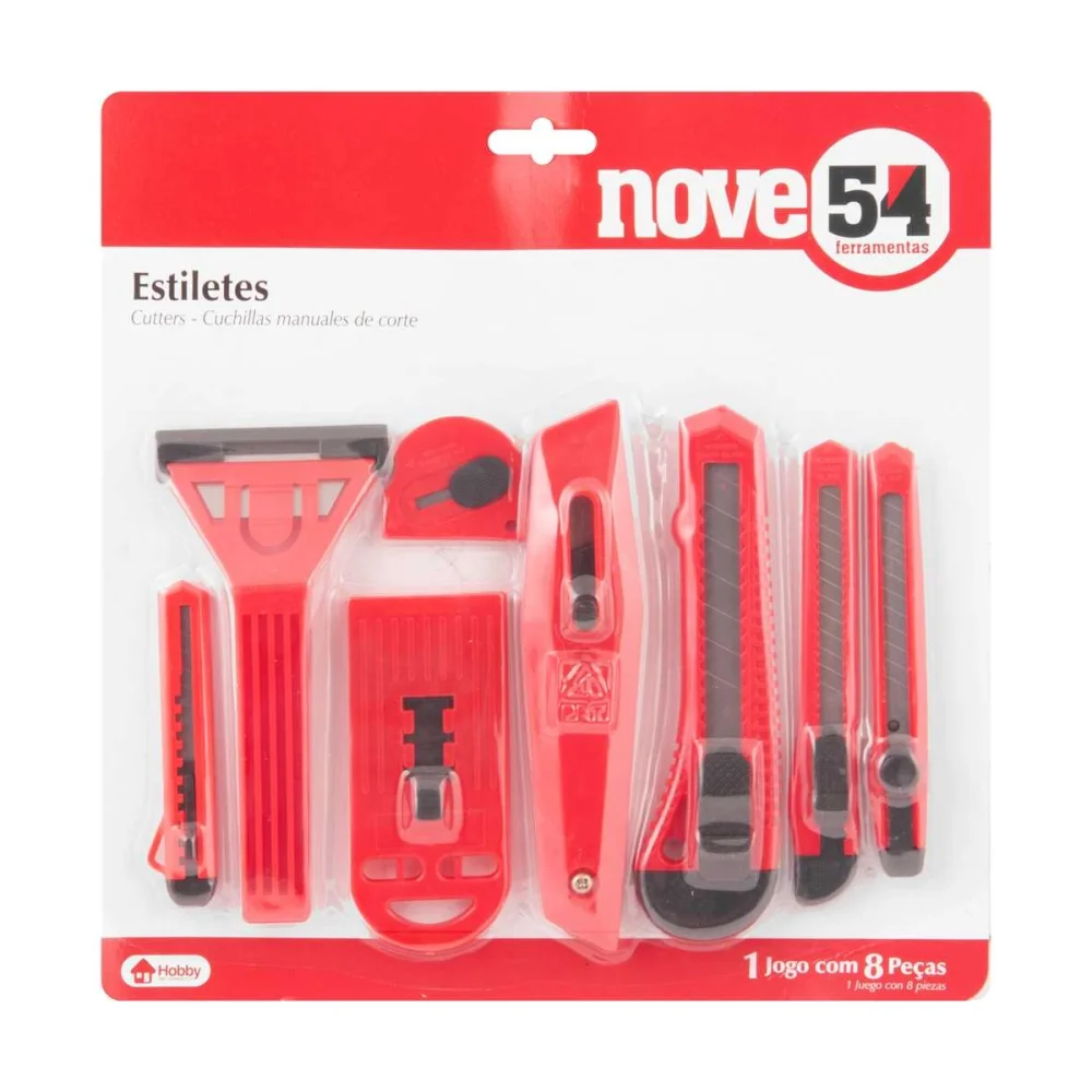 JOGO DE ESTILETES COM 8 PEÇAS - NOVE 54