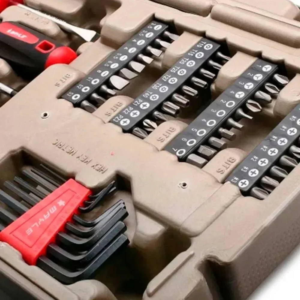 JOGO DE FERRAMENTAS ESPELHADAS COM 110 PEÇAS - MAYLE