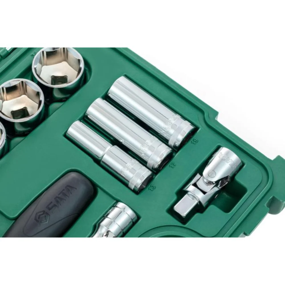 JOGO DE SOQUETES SEXTAVADO 1/2" ST09005SJ, C/ 23 PÇS - SATA