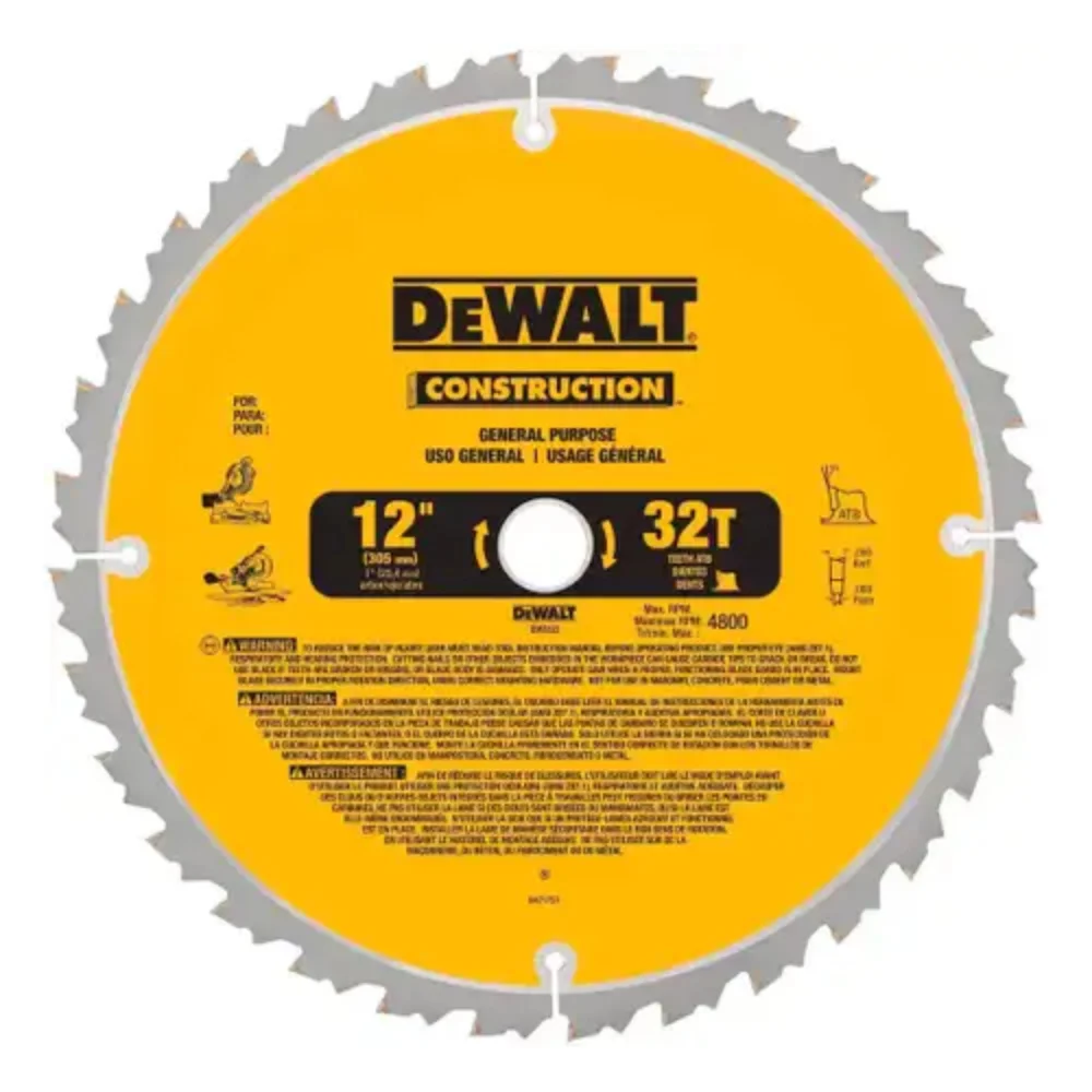 LAMINA DE SERRA CIRCULAR E ESQUADRIA 12" PARA MADEIRA COM 32 DENTES DW3123 - DEWALT