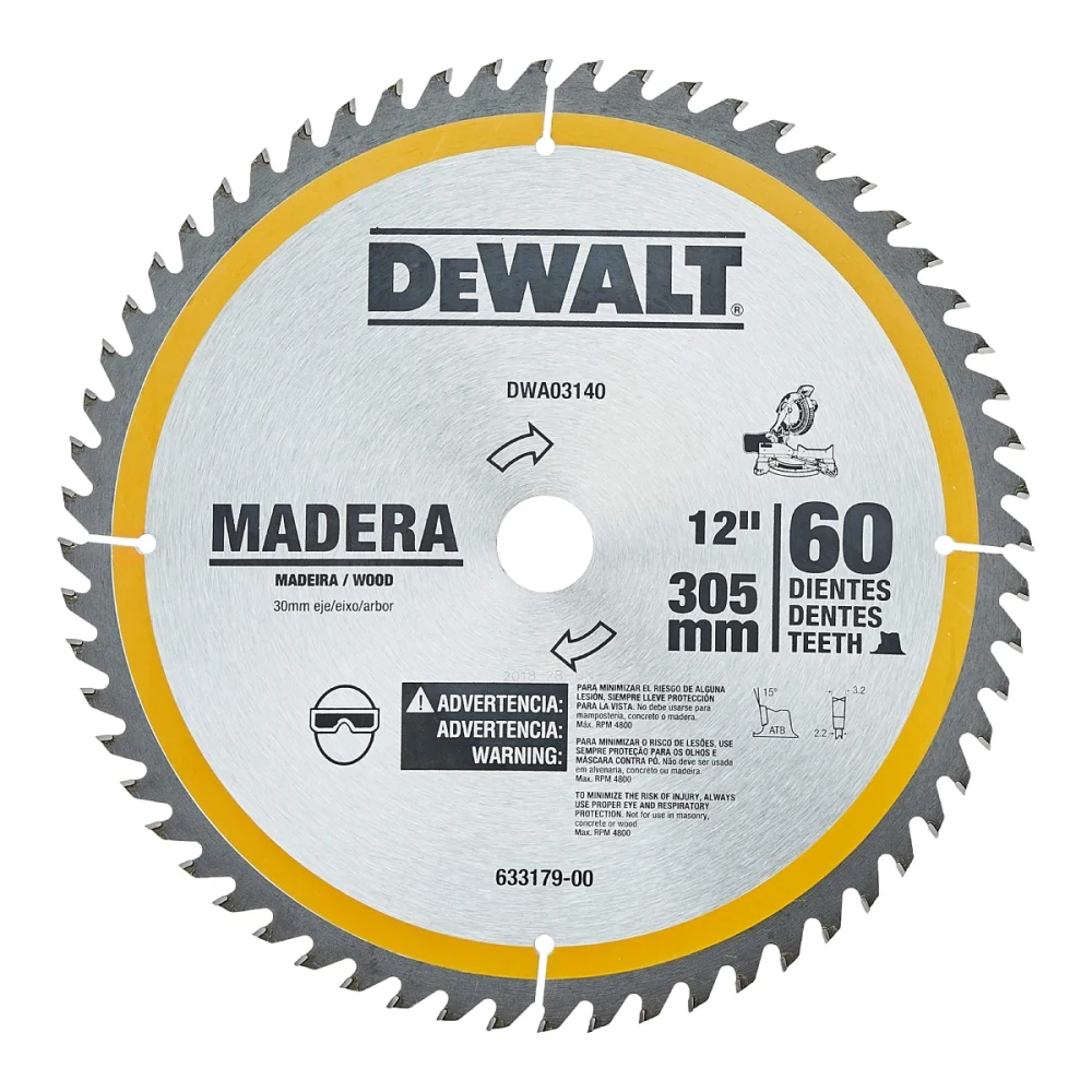 LAMINA DE SERRA CIRCULAR E ESQUADRIA 12" PARA MADEIRA COM 60 DENTES DWA03140 - DEWALT