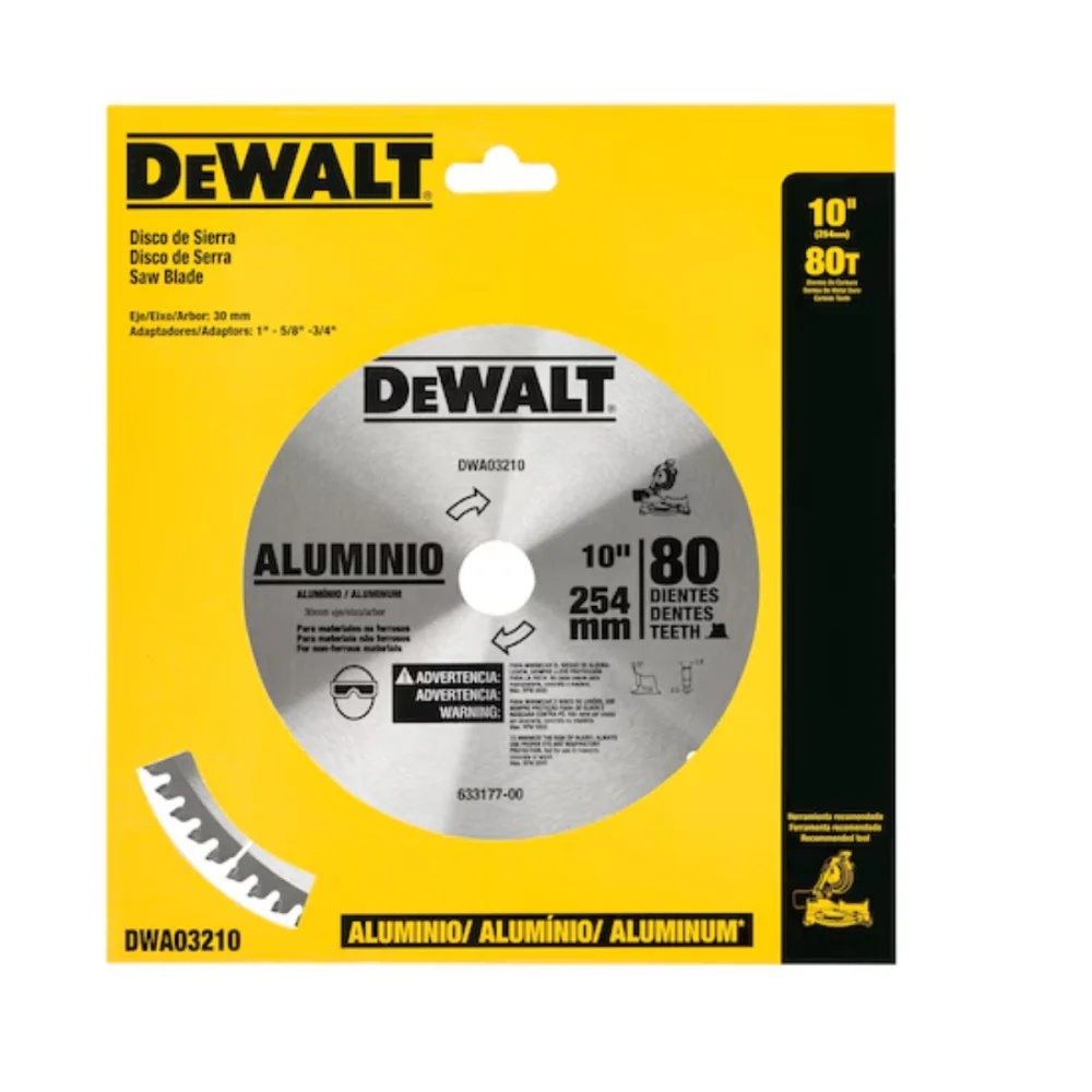 LÂMINA DE SERRA ESQUADRIA 10" PARA ALUMÍNIO COM 80 DENTES DWA03210 - DEWALT