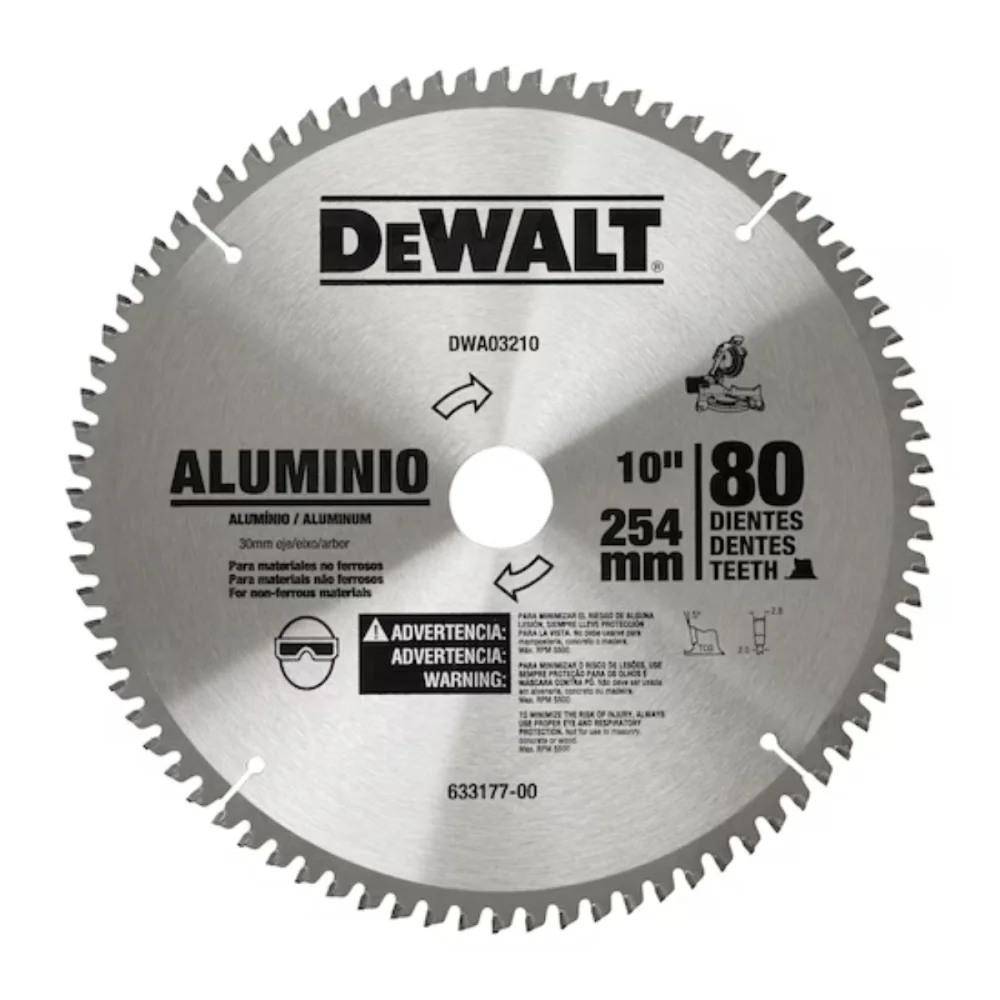 LÂMINA DE SERRA ESQUADRIA 10" PARA ALUMÍNIO COM 80 DENTES DWA03210 - DEWALT