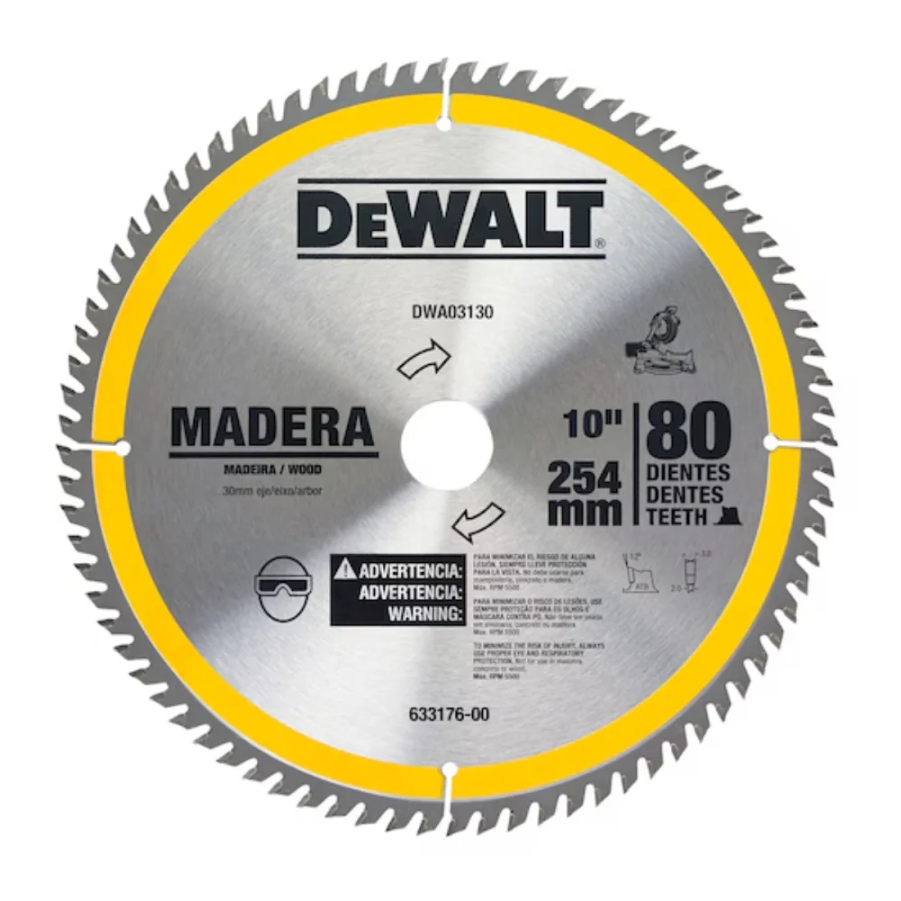 LAMINA DE SERRA ESQUADRIA 10" PARA MADEIRA COM 80 DENTES DWA03130 - DEWALT