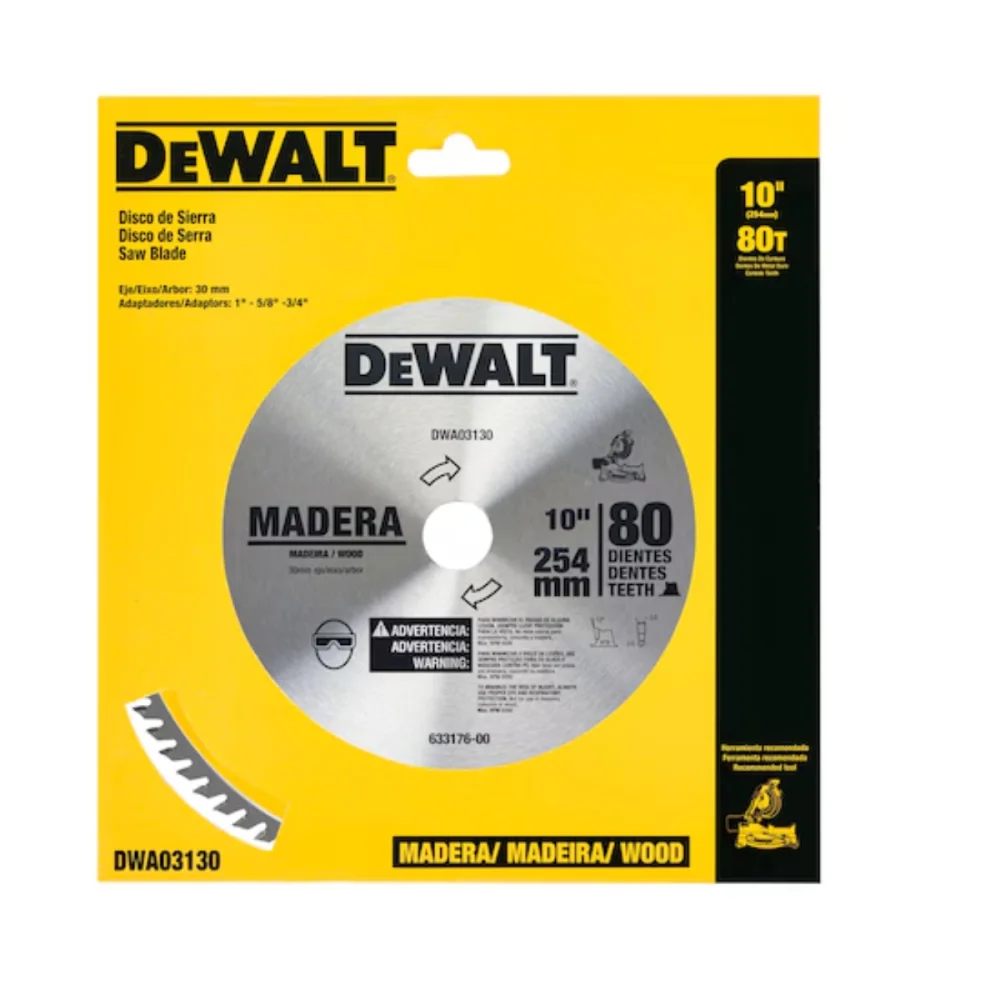 LAMINA DE SERRA ESQUADRIA 10" PARA MADEIRA COM 80 DENTES DWA03130 - DEWALT