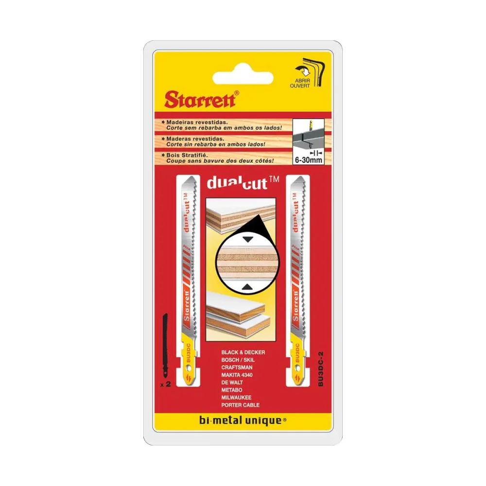 LÂMINA DE SERRA TICO TICO PARA METAL, COM 2 LÂMINAS, BU3DC-2 - STARRETT