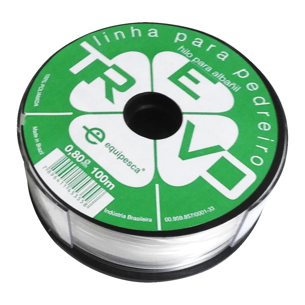 LINHA PARA PEDREIRO LISA 0,80 MM X 100 M CRISTAL - TREVO