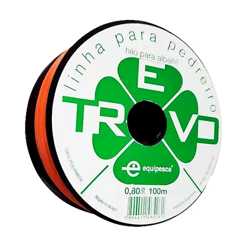 LINHA PARA PEDREIRO LISA 0,80 MM X 100 M LARANJA - TREVO