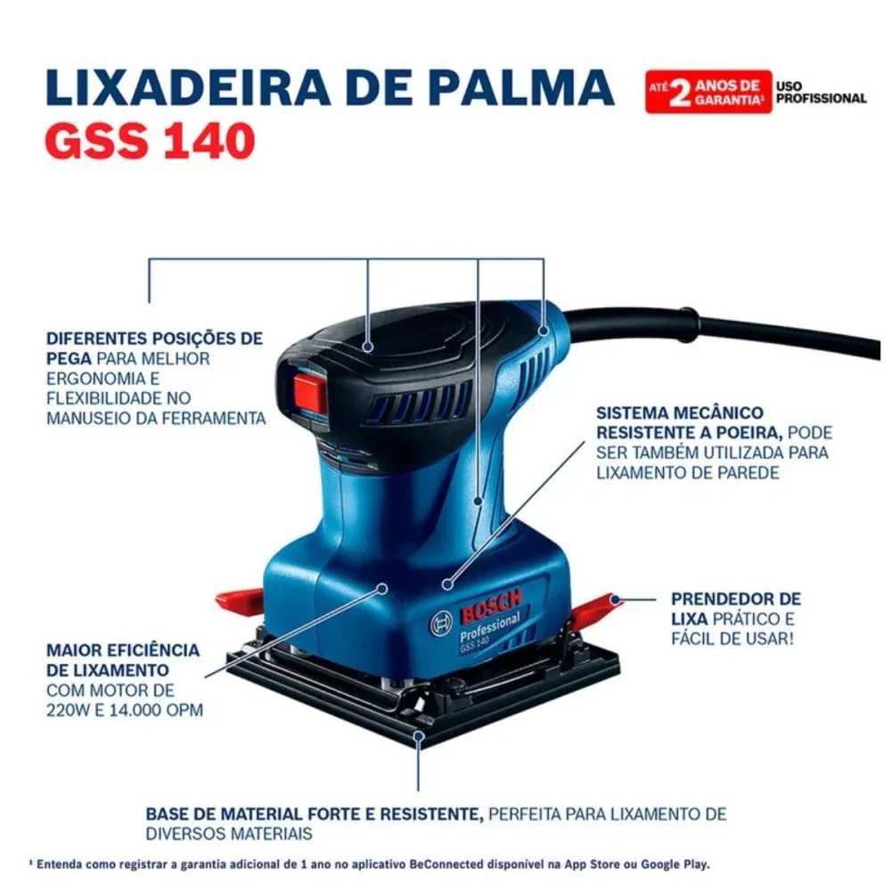 LIXADEIRA ORBITAL 1/4" 220 WATTS 127V GSS 140 - BOSCH