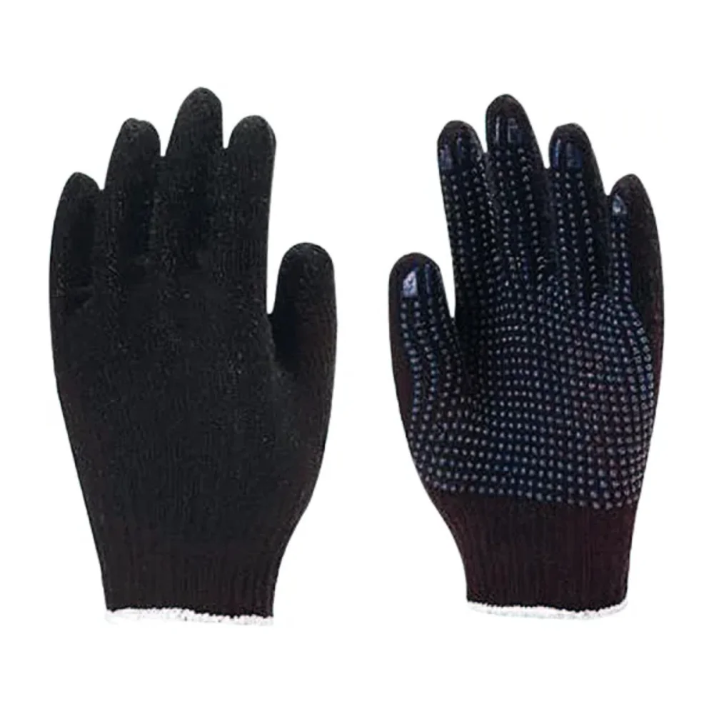 LUVA DE MALHA DE ALGODÃO PIGMENTA TRICOTADA PRETA LEVE COM 2 FIOS T° 9 (G) - IMBAT